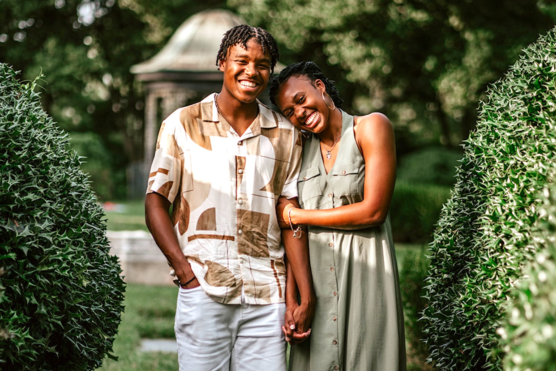 Caleb Daniels with his fiancée on the Anderson University campus
